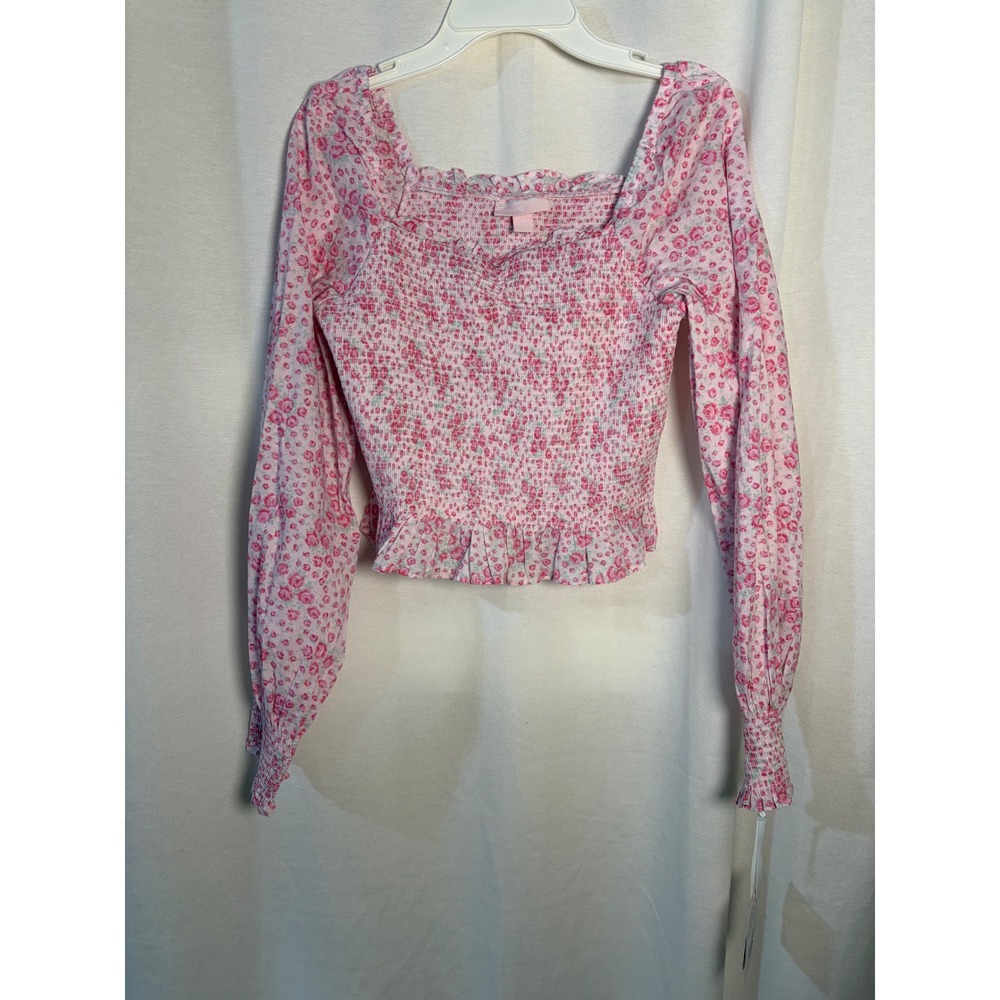 LoveShackFancy Target Girls Smocked Floral Top Rose Pink Size 16 NWT